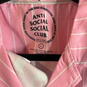 Anti Social Social Club Pink and White Striped Shirt